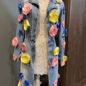 Sisley Long Denim Jacket - Size XS